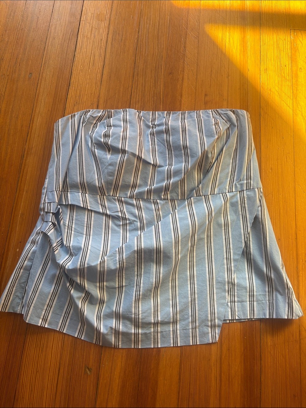 LOFT Blue and White Asymmetrical Stripe Sleeveless Shirt
